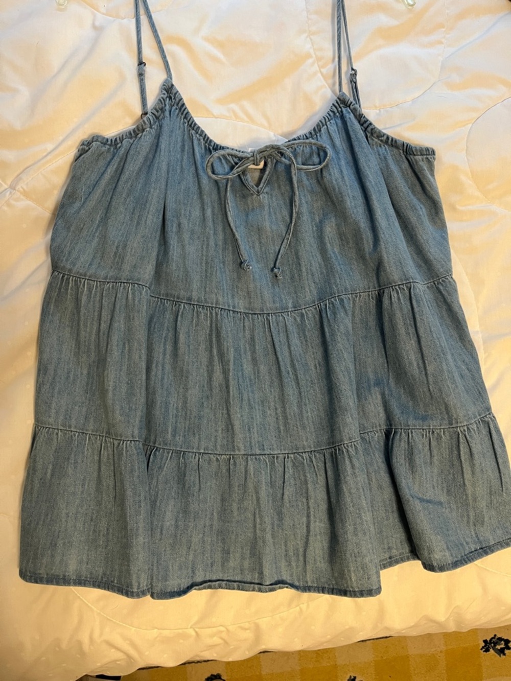 NWT Old Navy Denim Jean Cami Tiered Top L Tall